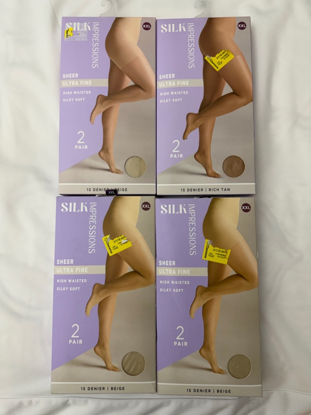 Silk Impressions Sheer Ultra Fine Hosiery - Beige & Rich Tan (8 Pair)
